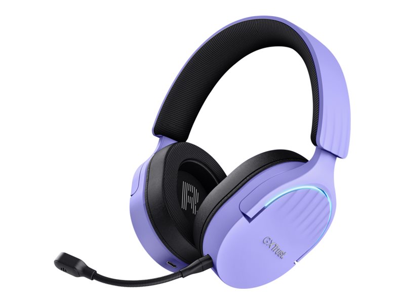 Gaming headset Trust GXT 491P Fayzo - kablet & trådløst, USB-A/Bluetooth, sort/lilla