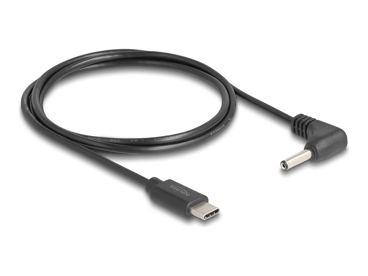DeLOCK 24 pin USB-C (male) - Strøm DC jackstik 3,5 mm (ID: 1,35 mm) (male) Sort 1.5m Strømkabel