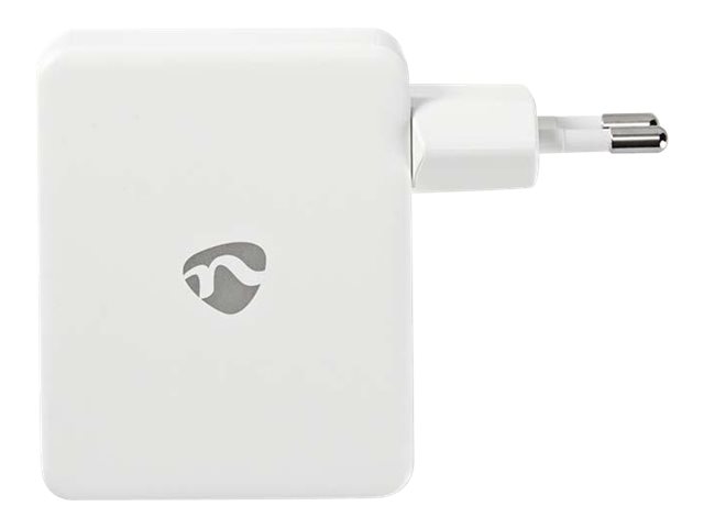 Nedis - Vægoplader | 24 W | Hurtigopladningsfunktion | 4x 2.4 A | Antal output: 4 | 4x USB-A | Uden Kabel | Single Voltage Output - WCHAU481AWT