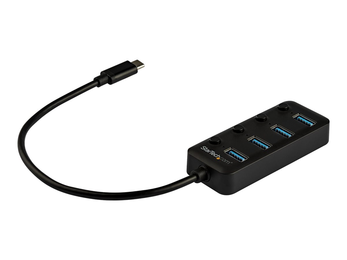 StarTech.com 4 Port USB C Hub, USB-C to 4x USB 3.0 Type-A Ports with Individual On/Off Port Switches, SuperSpeed 5Gbps USB 3.1/3.2 Gen 1, USB Bus