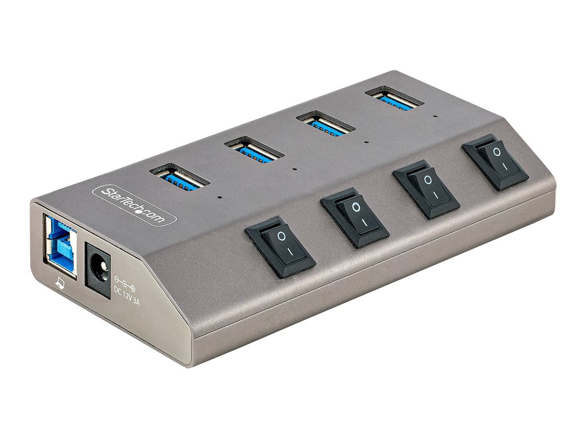 StarTech.com 4-Port Self-Powered USB-C Hub Individual On/Off es, USB 3.0 5Gbps Expansion Hub w/Power Supply, Desktop/Laptop USB-C to USB-A Hub, 4x BC