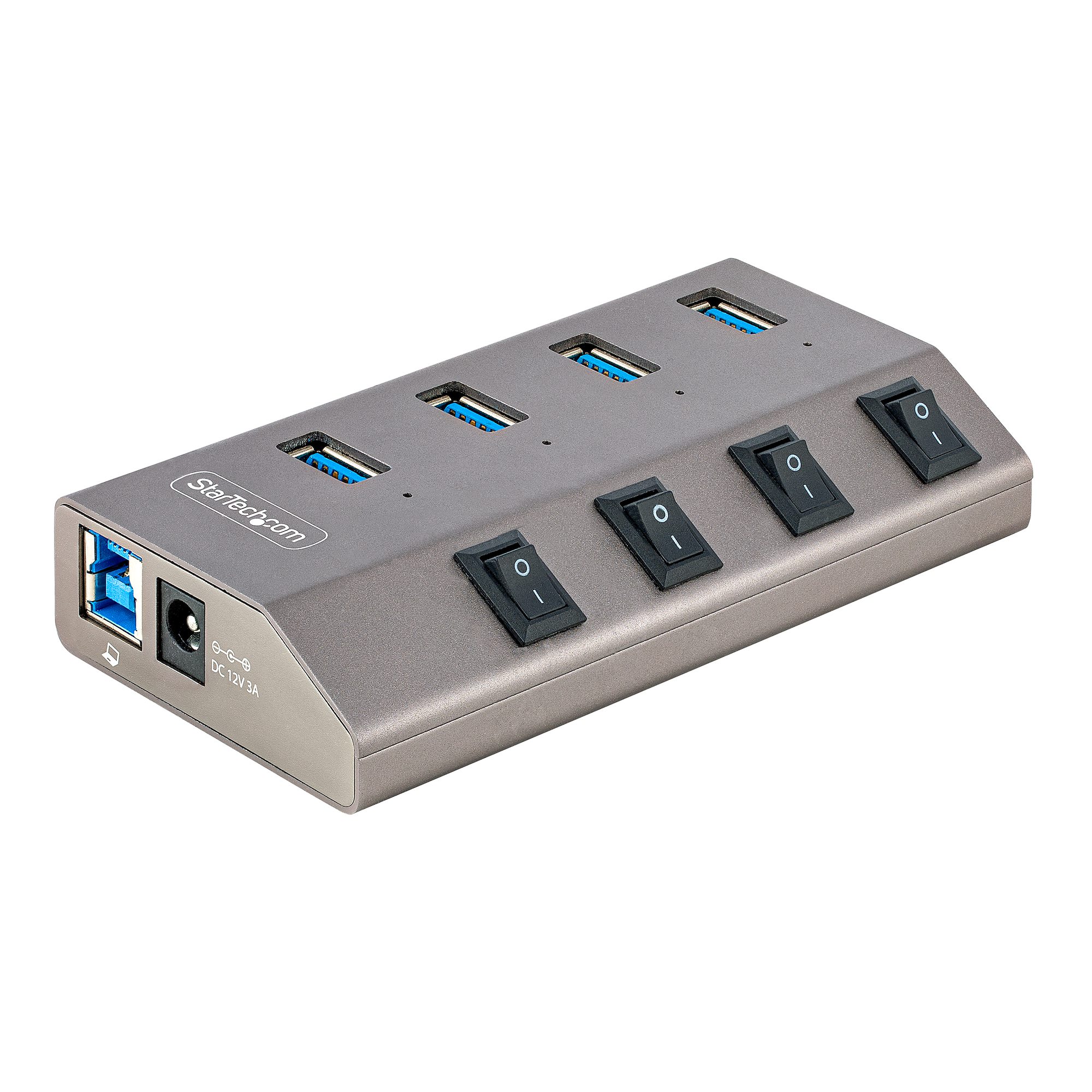 StarTech.com 4-Port Self-Powered USB-C Hub Individual On/Off es, USB 3.0 5Gbps Expansion Hub w/Power Supply, Desktop/Laptop USB-C to USB-A Hub, 4x BC