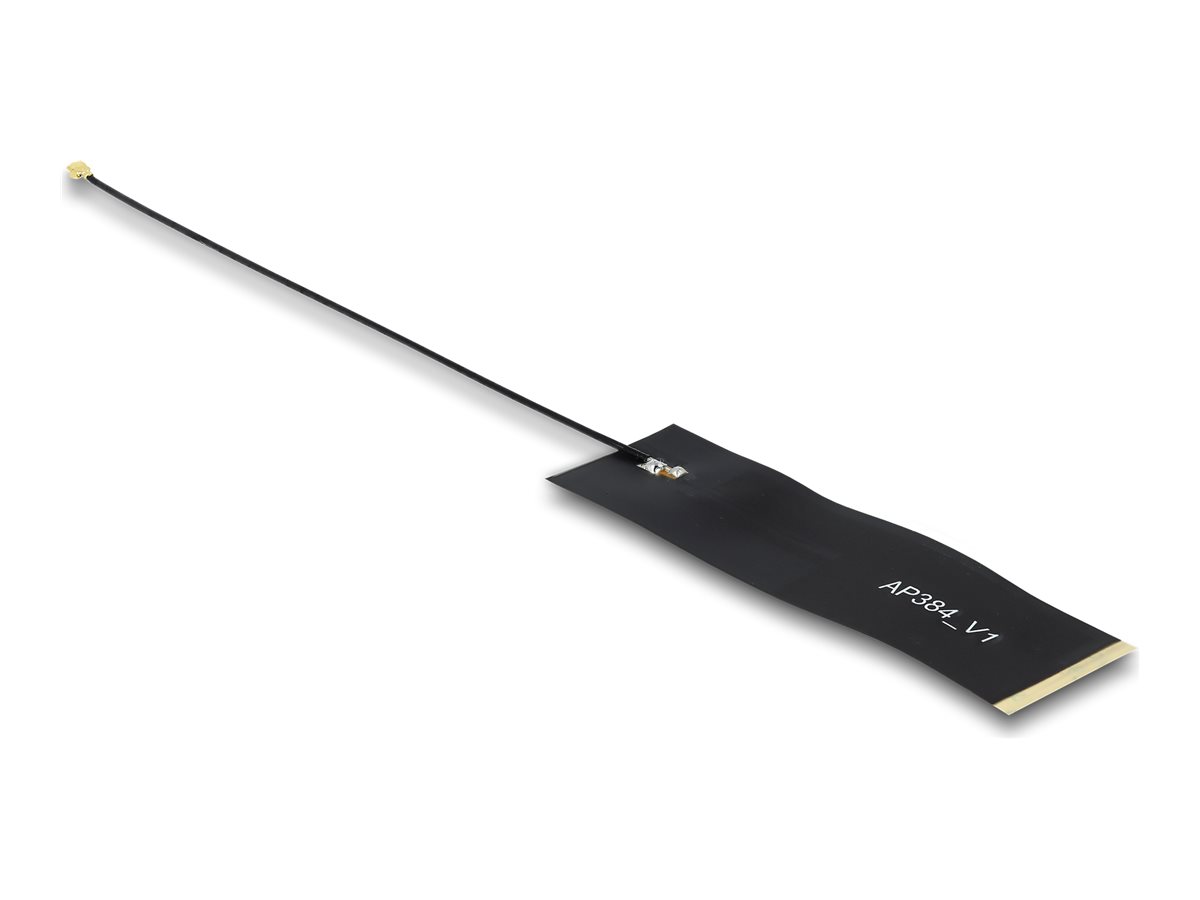 Delock LoRa - Antenne - 863 - 928 MHz, selvklæbenve, FPC, I-PEX Inc., MHF 4 stik, 1.13 - 15 cm - Smart Home - 1.68 dBi - indendørs - sort