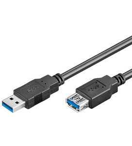 USB 3.0 forlængerkabel - A han til A hun, Sort (3m)