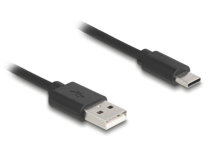 DeLOCK USB 2.0 USB Type-A til Type-B Oprullet kabel 0.75m Sort