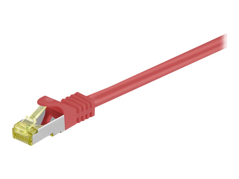 Goobay RJ45 netværkskabel S/FTP (PiMF), 500 MHz, med CAT 7 råkabel, rød, 0,5 m LSZH halogenfri kabelkappe, kobber, RJ45-hanstik (CAT 6A)