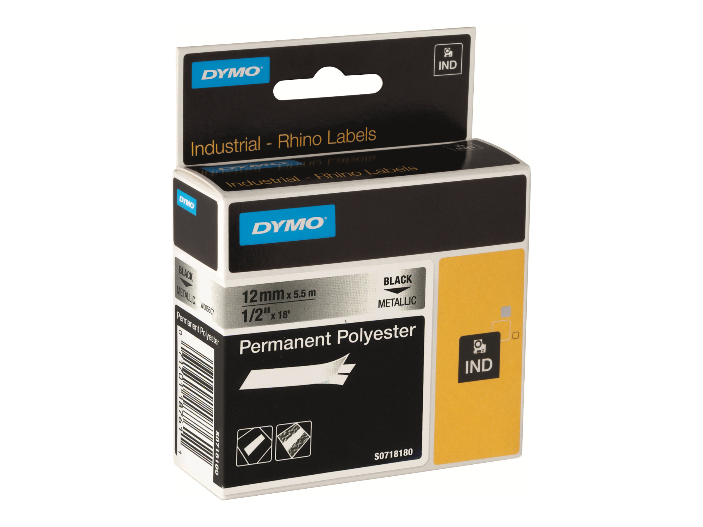 DYMO RhinoPRO Permanent Polyester Tape (1,2 cm x 5,5 m) 1kassette(r) 622289