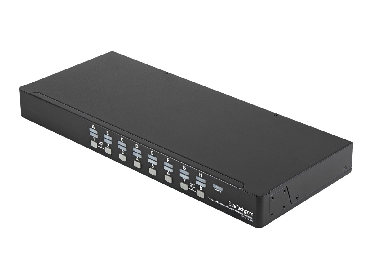 Startech 16 Port Rackmount USB KVM Switch Kit with OSD and Cables - 1U (SV1631DUSBUK) - KVM switch - 16 x KVM port(s) - 1 lokalbruger - desktop - for P/N: RK2537BKM, RK3236BKF, RK4236BKB, RK4242BK24, RK4242BK30, RKCONS1701, RKCONS17HD