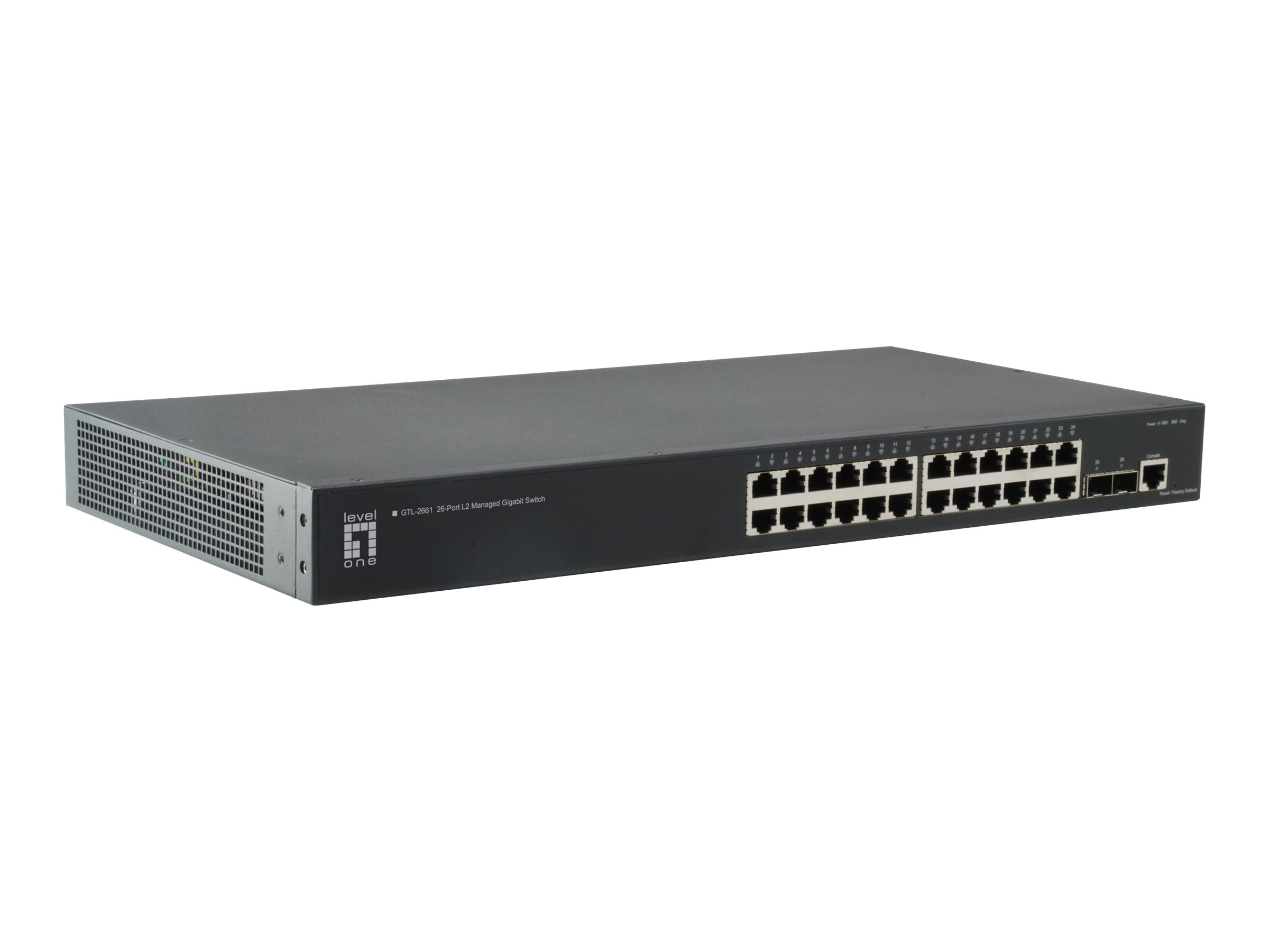 LevelOne GTL-2661 KILBY 26-Port L2 Managed Gigabit Switch 24 Gigabit RJ45 Ports 2 x 10G SFP+ Uplinks