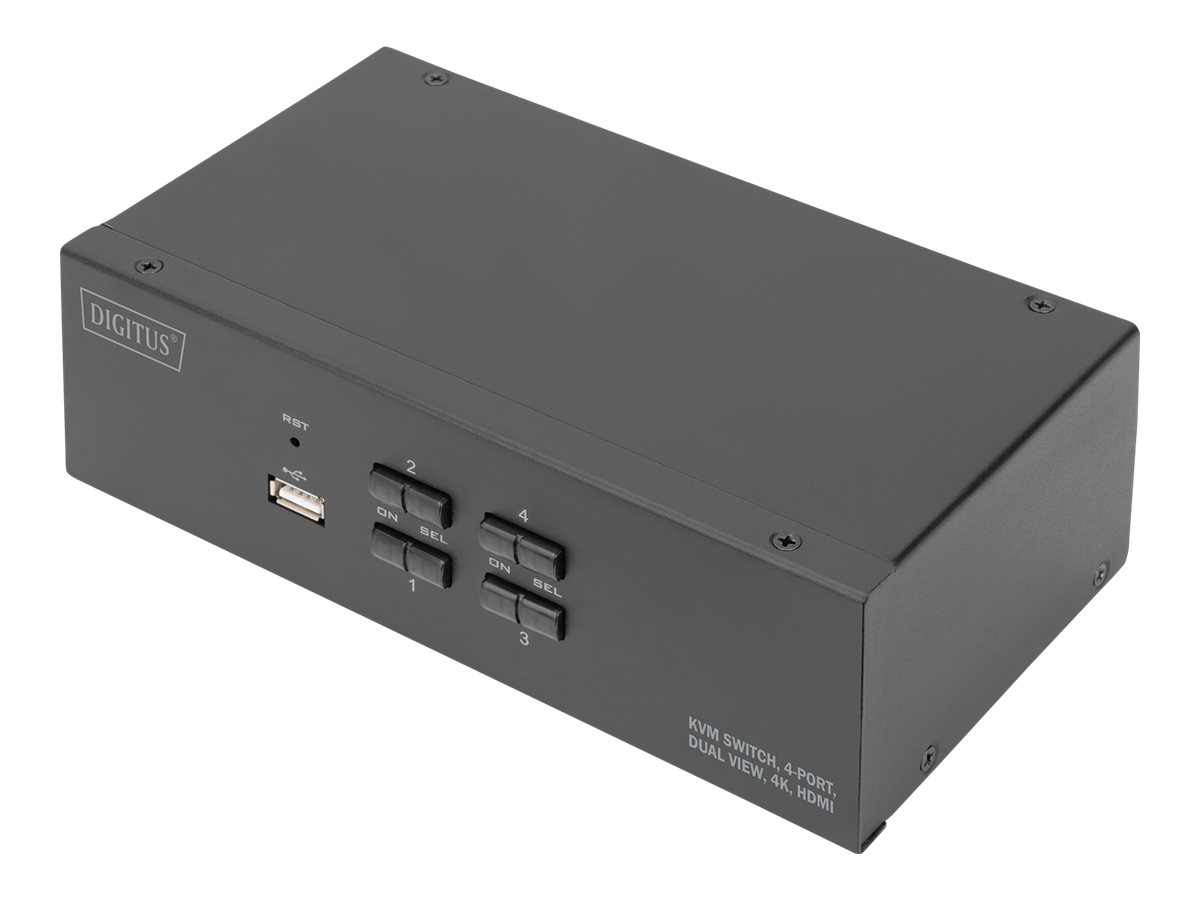 DIGITUS DS-12883 KVM-switch 4 porte - Dual Display 4K HDMI