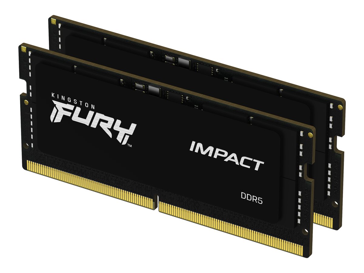 Kingston FURY Impact - DDR5 - sæt - 32 GB: 2 x 16 GB - SO DIMM 262-PIN - 6400 MT/s / PC5-51200 - CL38 - 1.35 V - on-die ECC