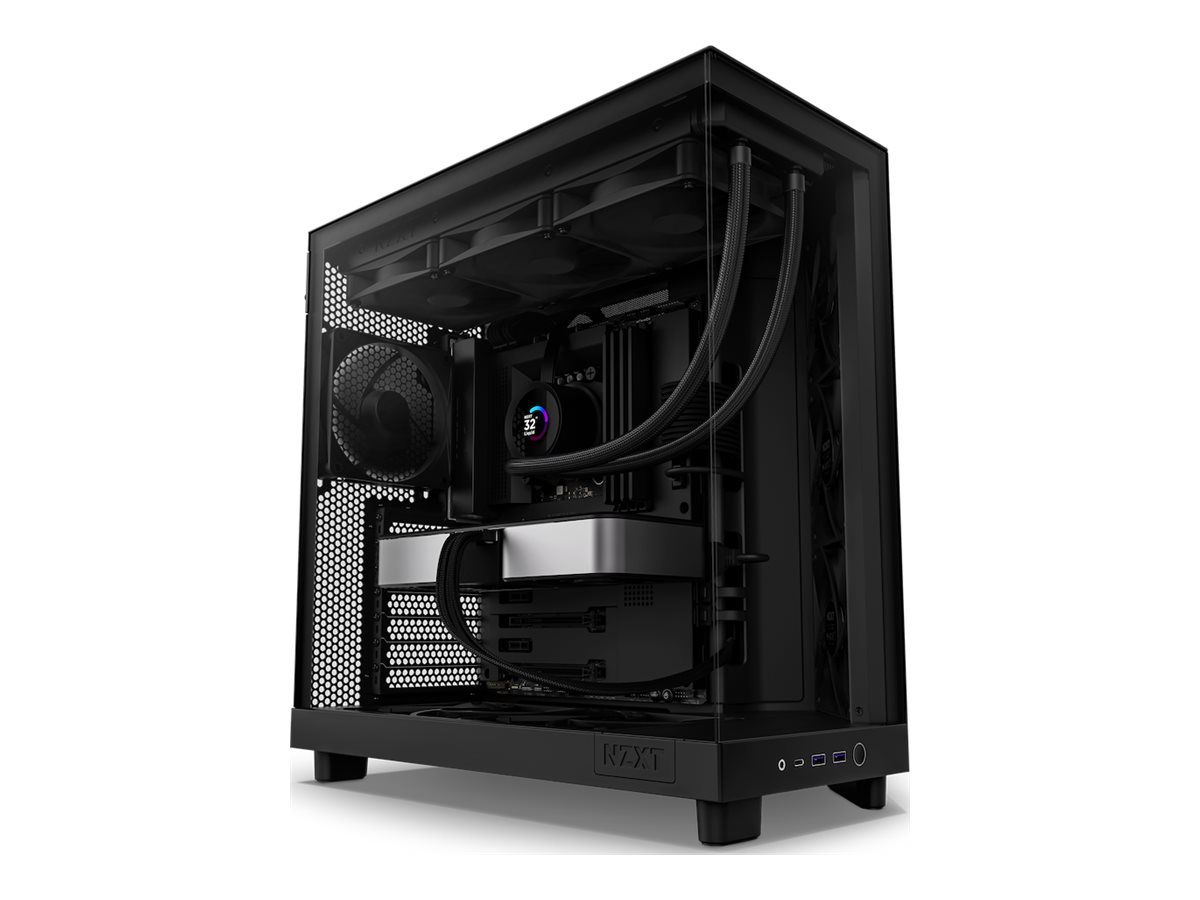 NZXT H series H6 Flow - Mid tower - ATX - sidepanel med vindue (hærdet glas) - ingen strømforsyning - mat sort - USB/Lyd
