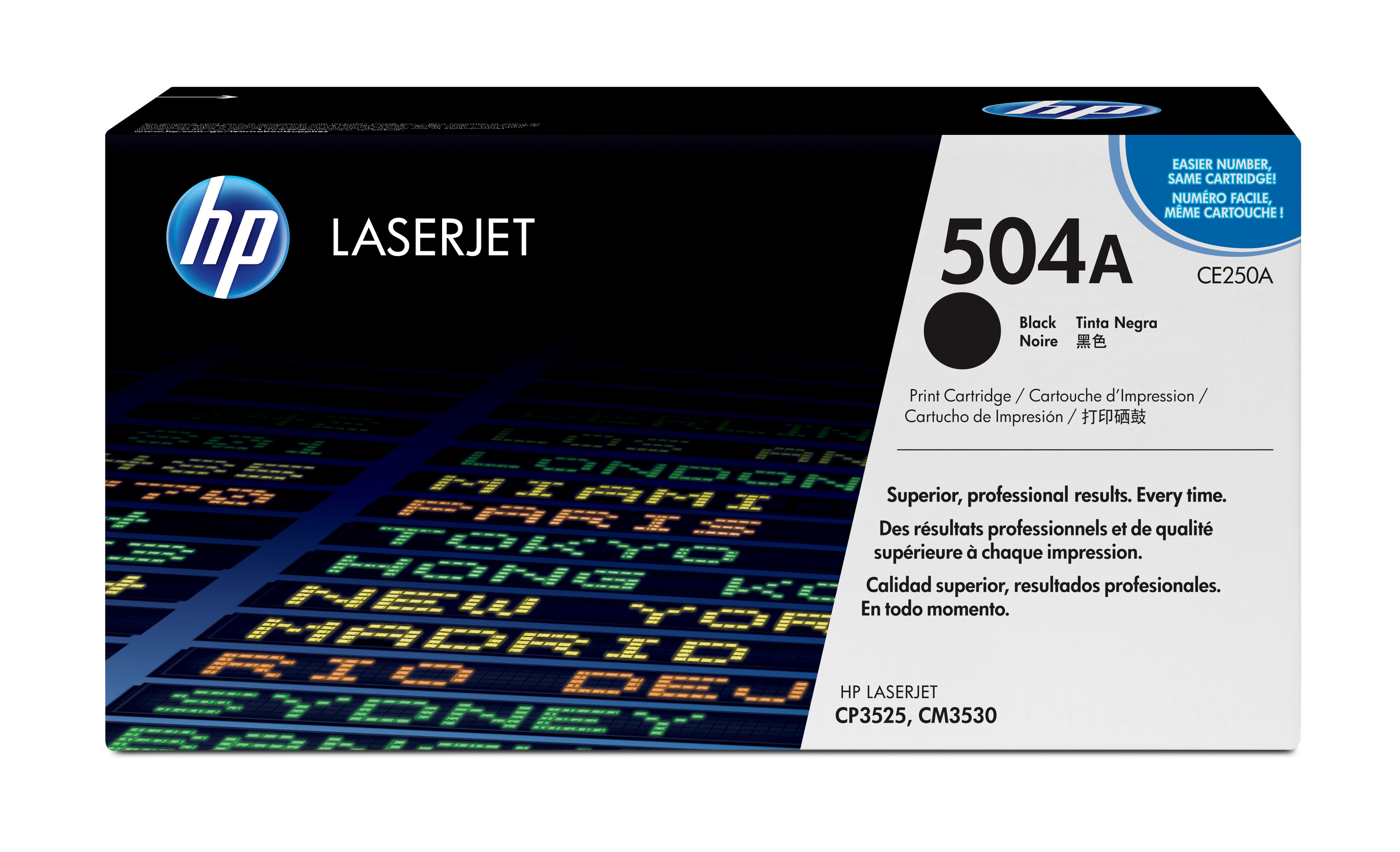 HP 504A - Sort - original - LaserJet - tonerpatron (CE250A) - for Color LaserJet CM3530 MFP, CM3530fs MFP, CP3525, CP3525dn, CP3525n, CP3525x
