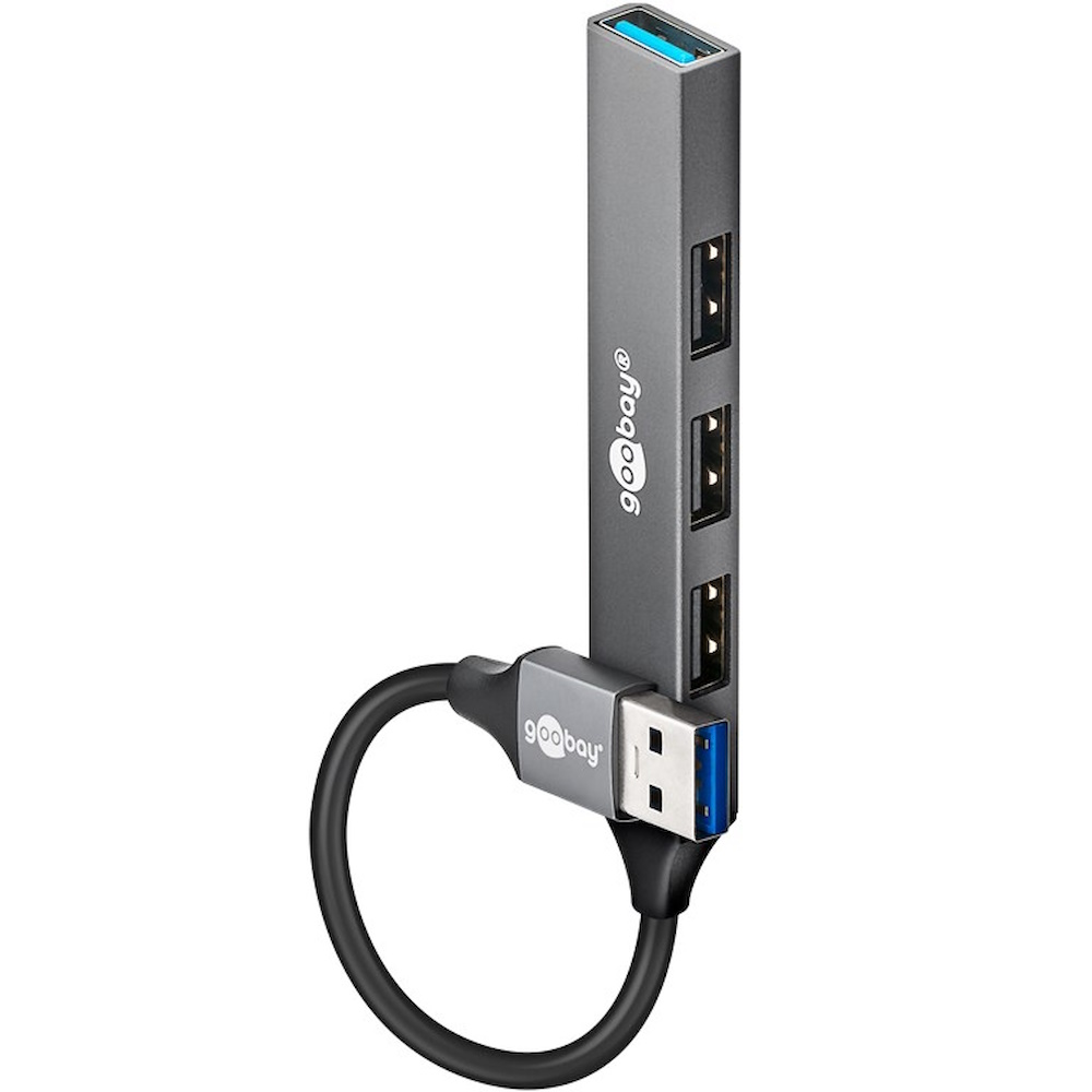 Goobay Slim 4-Port USB-A til USB-A Hub 4 porte lysegrå