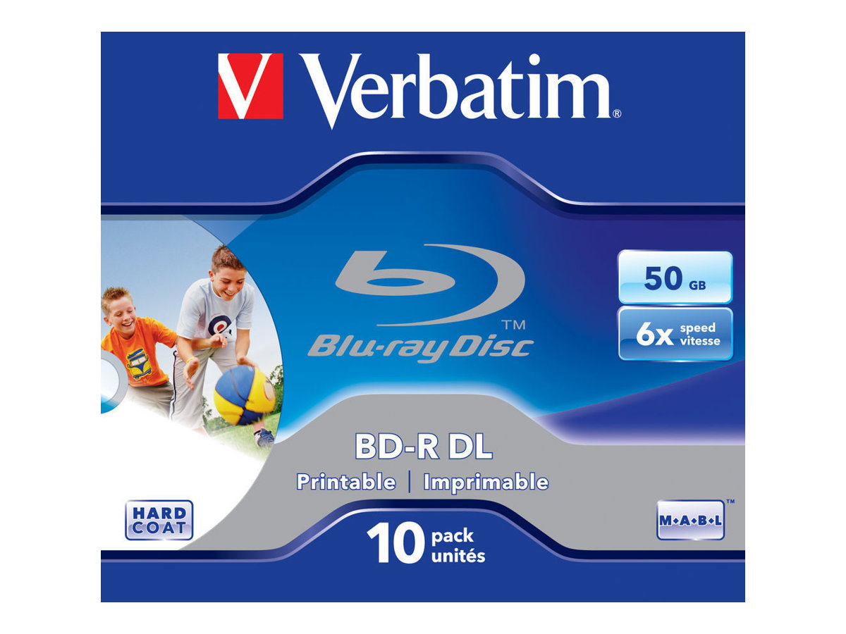 Verbatim - 10 x BD-R DL - 50 GB 6x - printbar overflade for ink jet - cd-boks