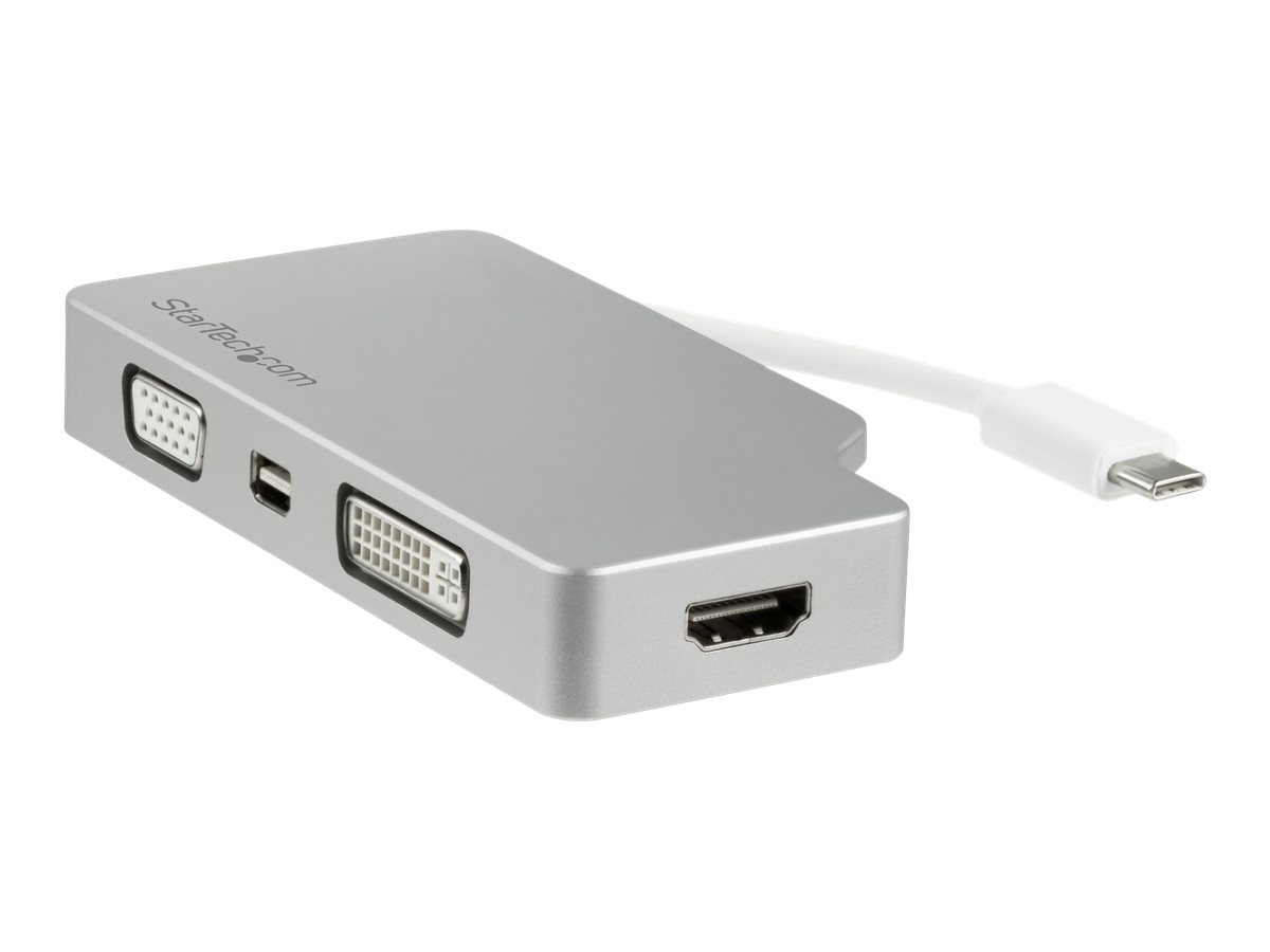 Startech USB C Multiport Video Adapter with HDMI, VGA, Mini DisplayPort or DVI, USB Type C Monitor Adapter to HDMI 1.4 or mDP 1.2 (4K), VGA or DVI (1