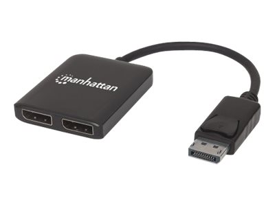 Manhattan DisplayPort to 2-Port DisplayPort Splitter Hub MST, 4K@30Hz, USB-A Powered, Video Wall Function, Black, Blister Video-/audiosplitter