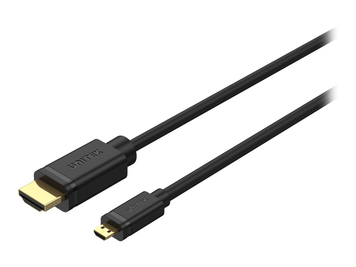 UNITEK Y-C182 Micro HDMI til HDMI kabel 2 m - 4K 60 Hz (HDMI 2.0) - Sort