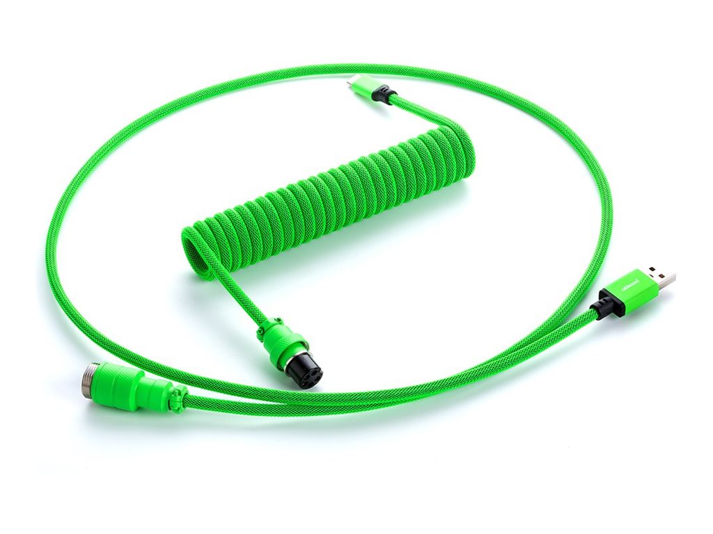 CableMod Pro Coiled Keyboard Cable USB A to USB Type C, Viper Green - 150cm USB Kabler - GEEKD.dk