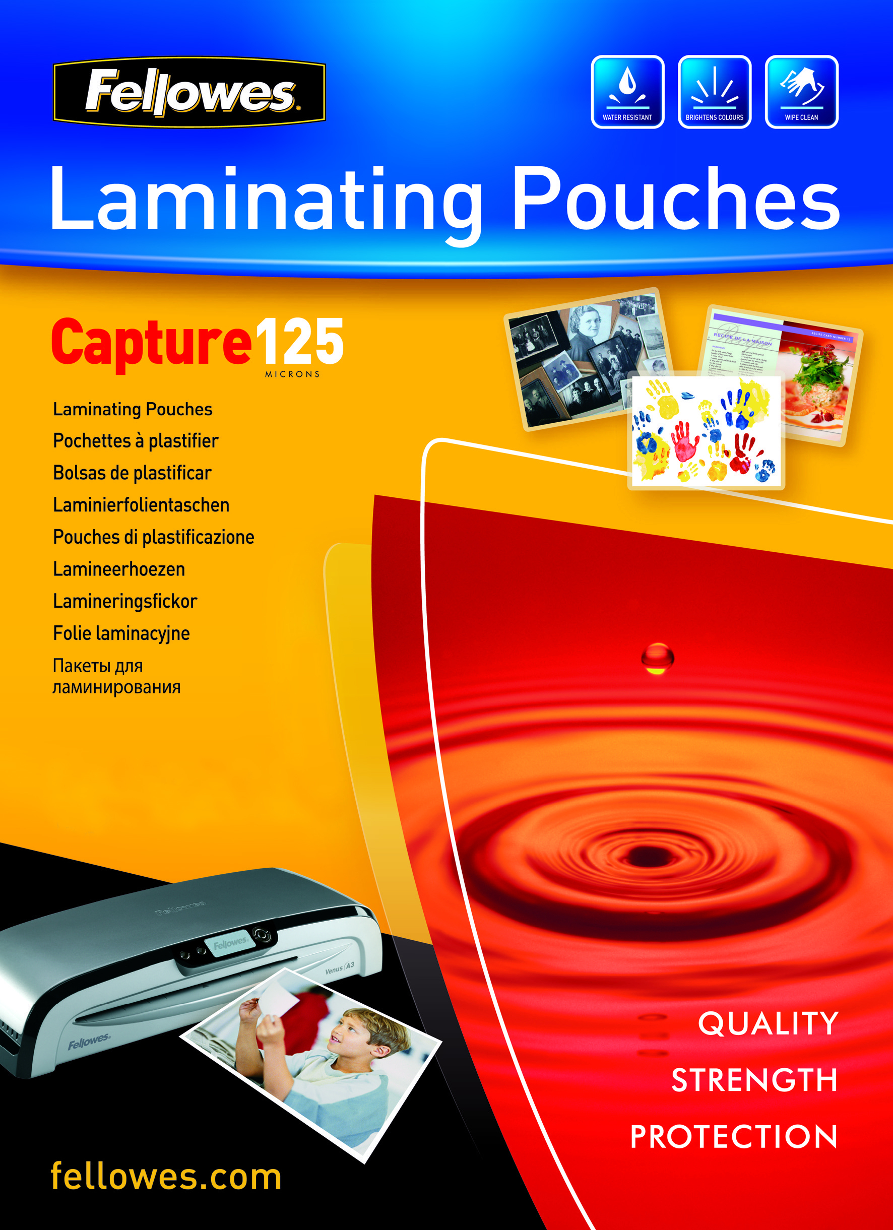 Fellowes Laminating Pouches Capture 125 micron Laminerings poser 111 x 154 mm