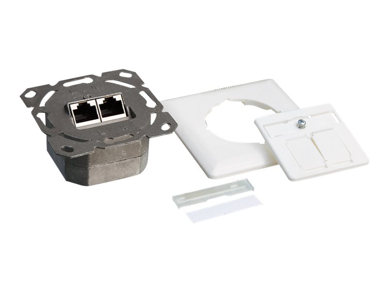 Cat.6 wall outlet 2 x RJ45, shielded, signal white