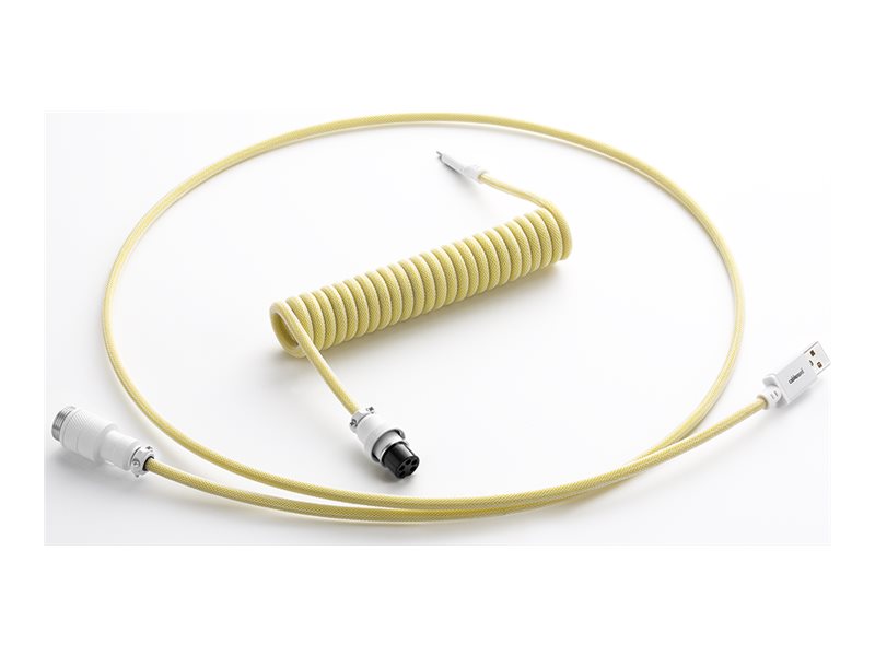 CableMod Pro Coiled Keyboard Cable USB A to USB Type C, Lemon Ice - 150cm USB Kabler - GEEKD.dk