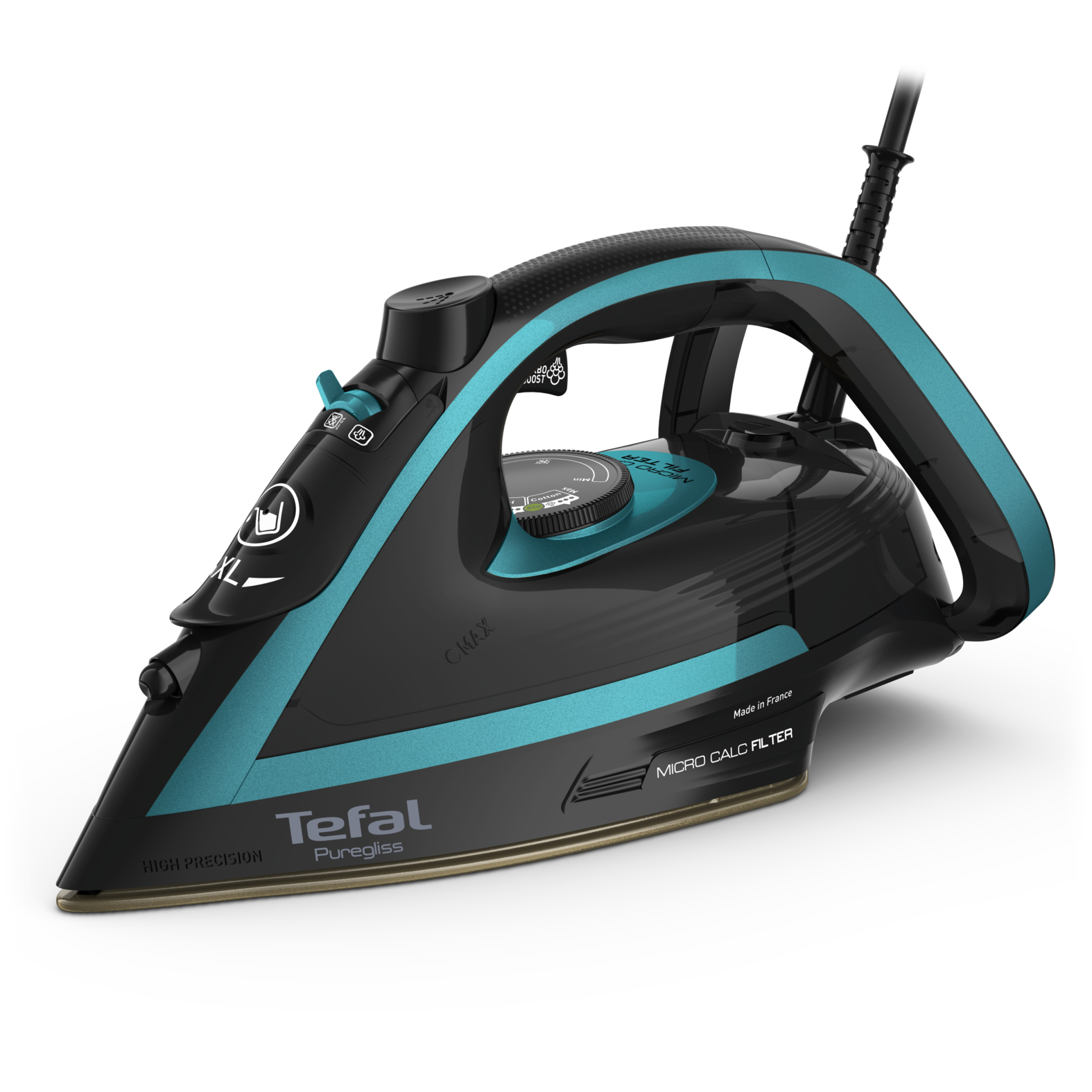Tefal Dampstrygejern Puregliss FV8066E0 - steam iron - sole plate: Durilium AirGlide Autoclean