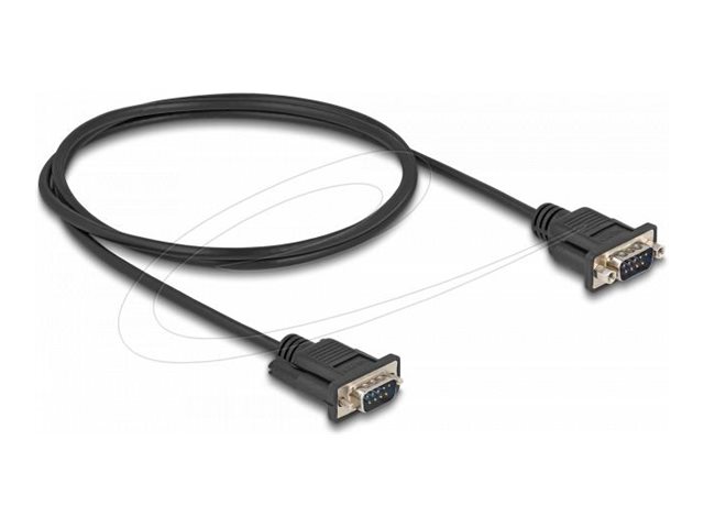 Delock - Serielt kabel - DB-9 (han) til DB-9 (han) - 1 m - tommelskruer, understøtter RS-232 seriell interface, guldbelagte kontakter - sort
