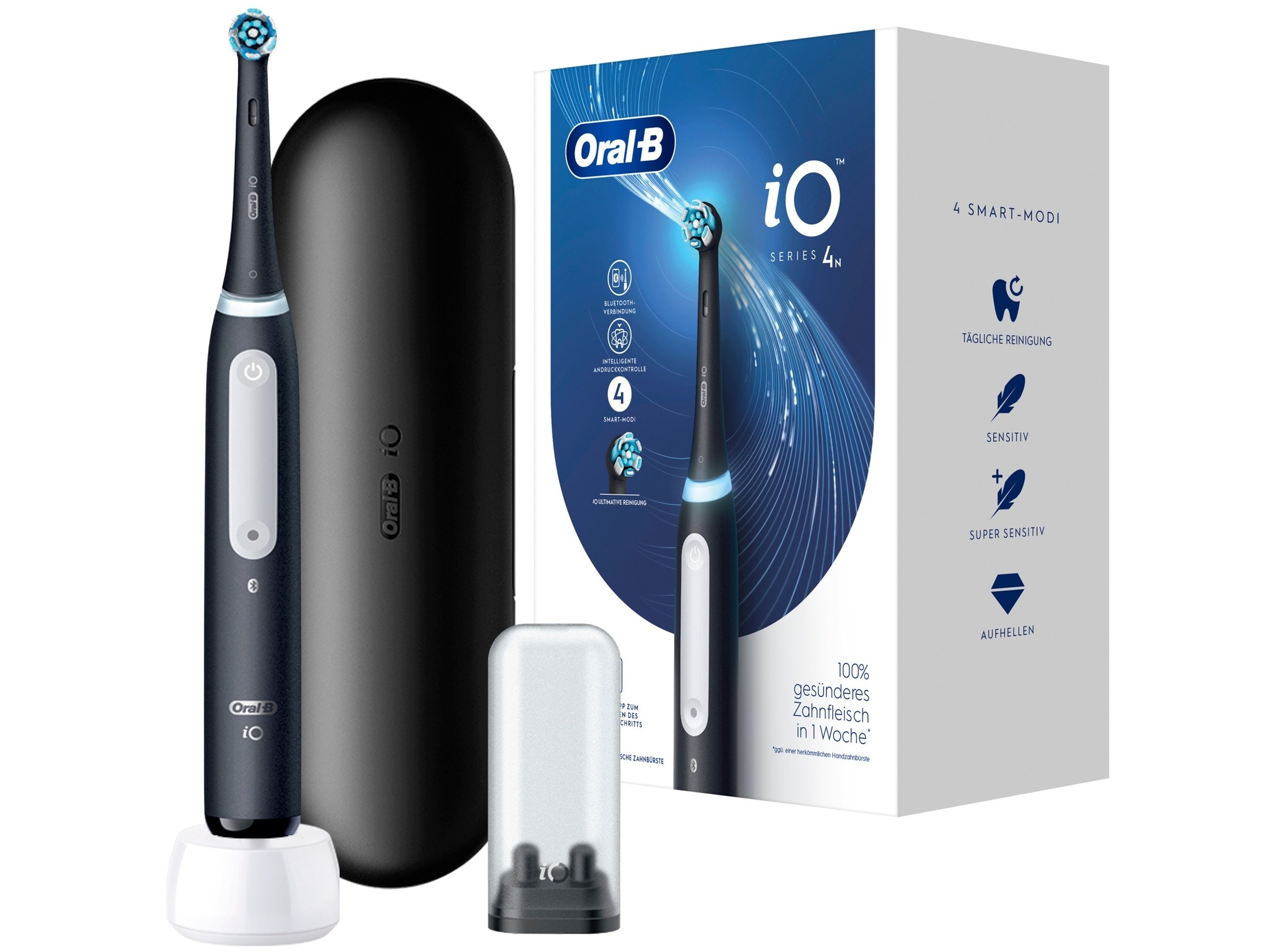 Oral-B iO Series 4 matte black mit Etui Elektrische Zahnbrste Schwarz