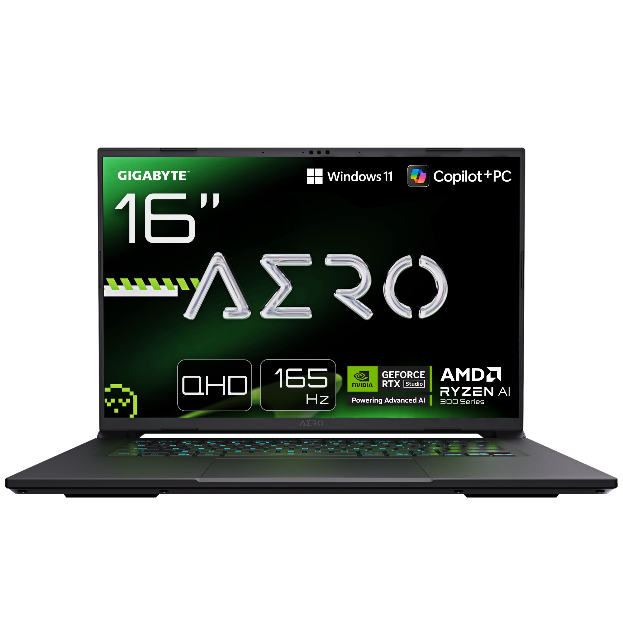GIGABYTE AERO X16 2WHA3DEC65AP Copilot+ PC AMD Ryzen AI 9 HX 370 Laptop 40,6 cm (16") WQXGA 32 GB DDR5-SDRAM 2 TB SSD NVIDIA GeForce RTX 5070 Wi-Fi 6E