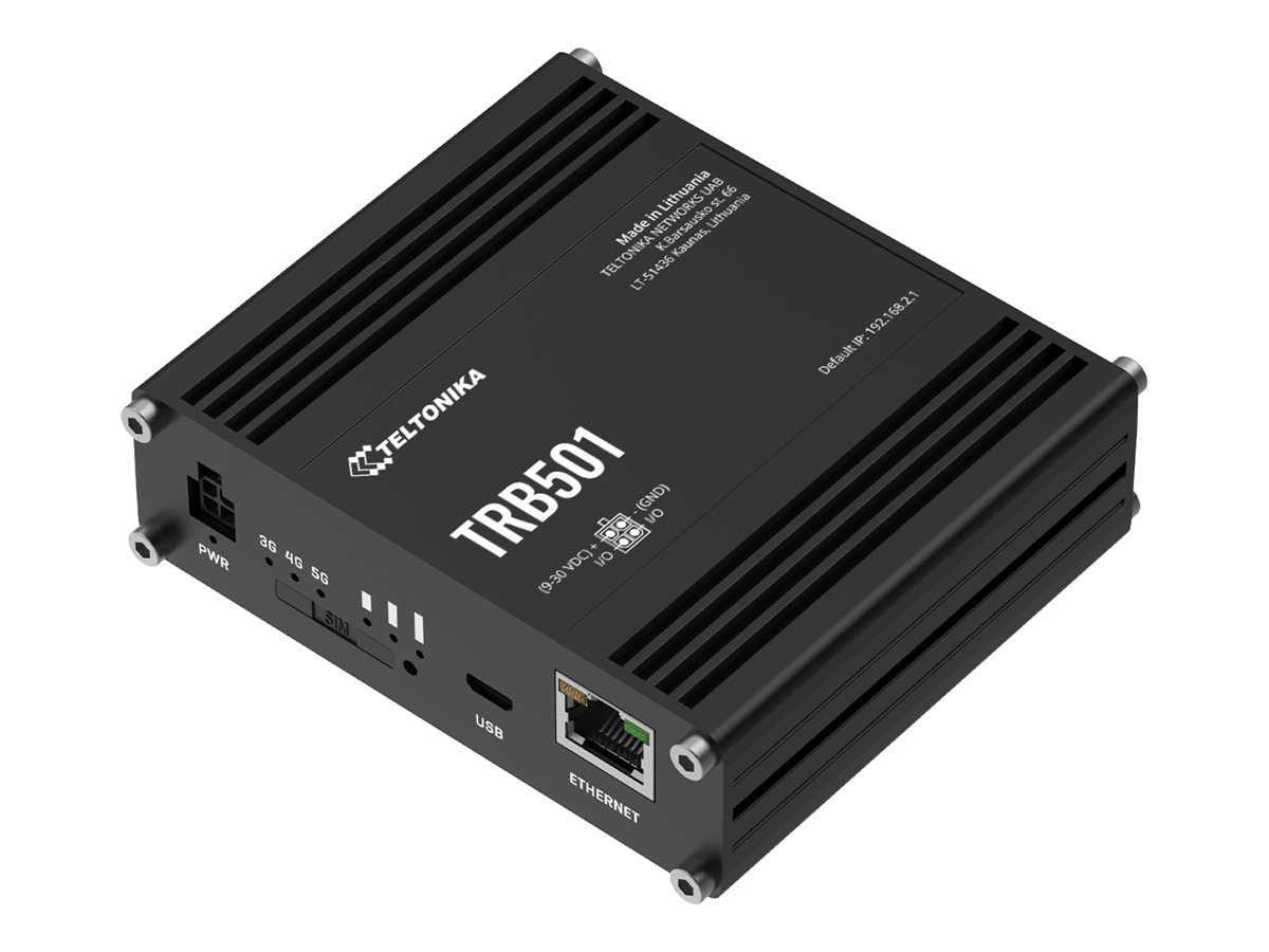 Teltonika TRB501 - Gateway - industriel - 1GbE, 2.5GbE - LTE - 5G, 3G, 4G - 5G NR n1/n3/n5/n7/n8/n20/n28/n38/n40/n41/n71/n75/n76/n77/n78 4G LTE-FDD: B1/B3/B5/B7/B8/B20/B28/B32/B71 4G LTE-TDD: B38/B40/B41/B42/B43 - desktop/væg/DIN-skinnemonterbar