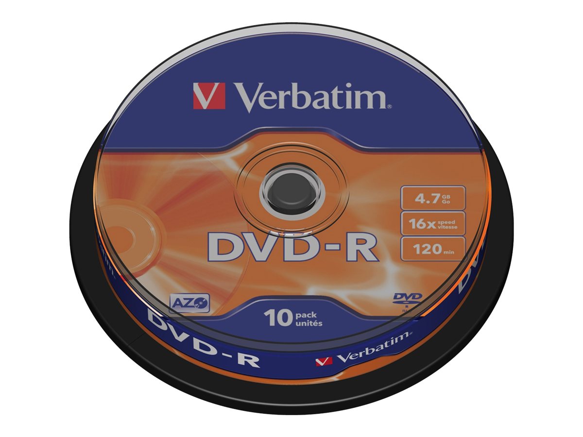 DVD-R 16X 4.7GB 10 Pack Spindel Mat Sølv