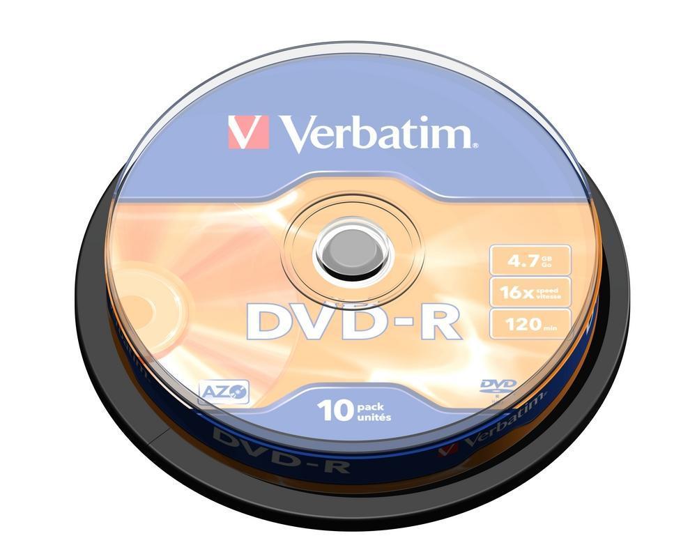 DVD-R 16X 4.7GB 10 Pack Spindel Mat Sølv