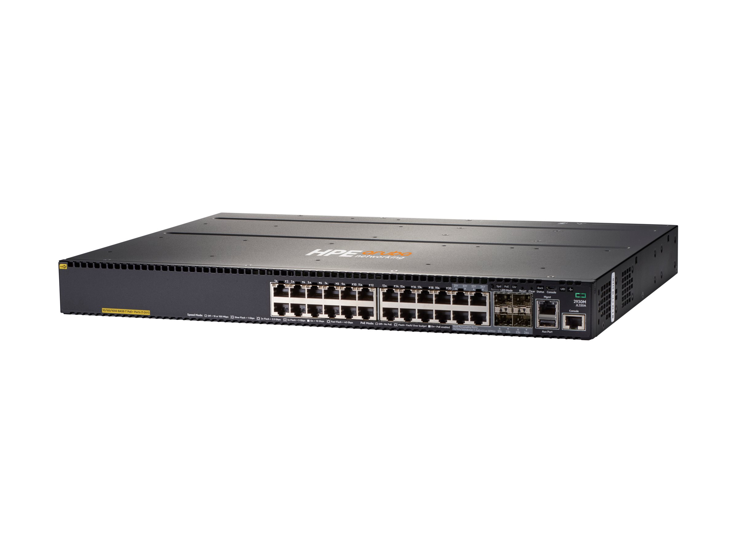 Hpe Aruba Networking 2930m 24g Poe+ 1-slot Switch Administreret L3 Gigabit Ethernet (10/100/1000) Strøm Over Ethernet (poe) 1u Grå