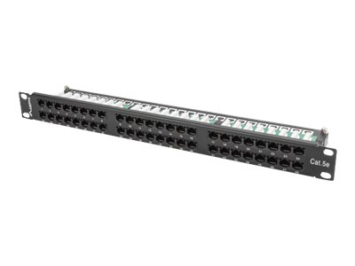 Lanberg PPU5-1048-B - Patch-panel - CAT 5e - UTP - RJ-45 X 48 - RAL 9004, sort - 1U - 19