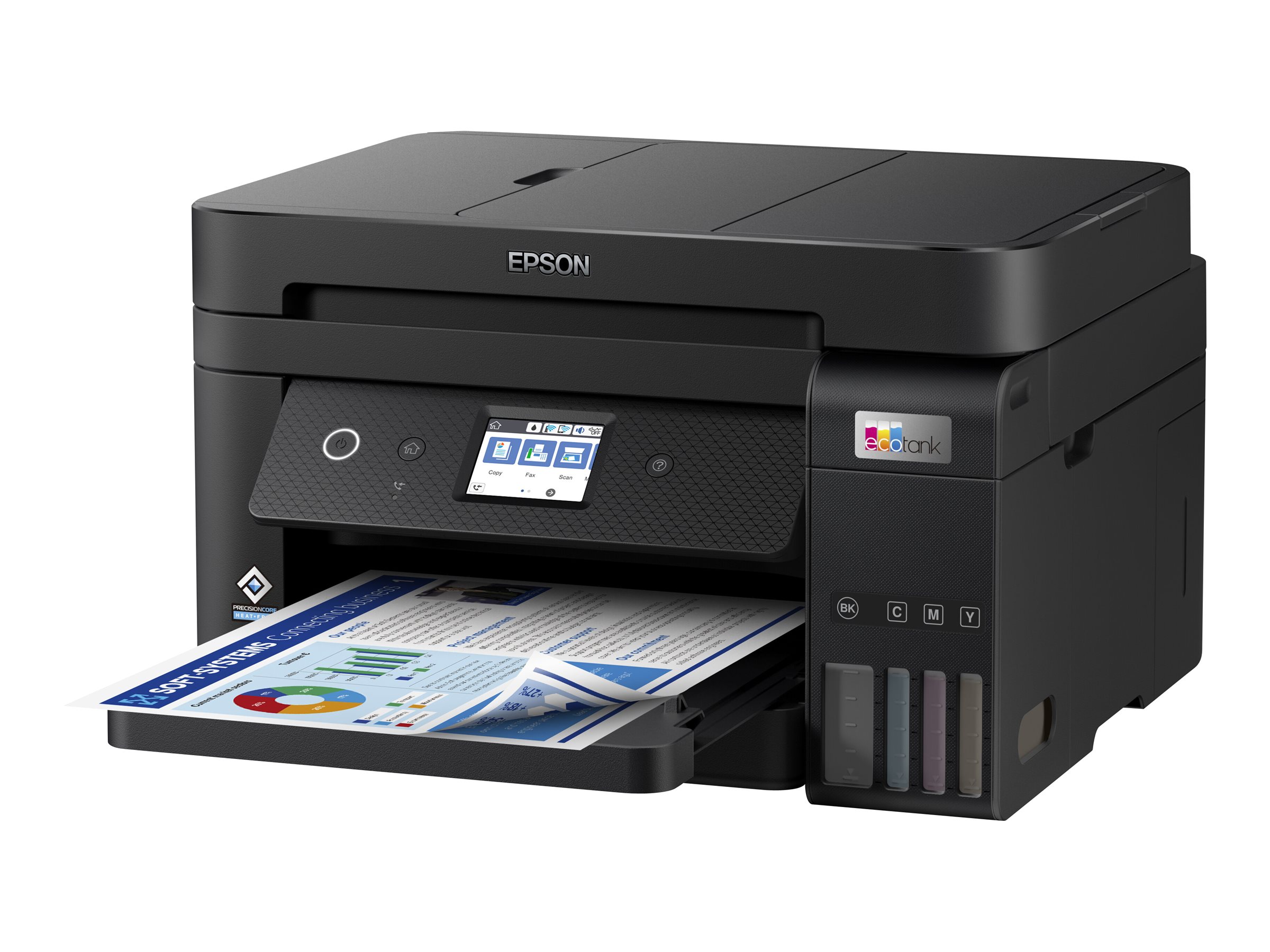 Epson EcoTank ET-4850 - Multifunktionsprinter - farve - blækprinter - kan genopfyldes - A4 (medie) - op til 15.5 spm (udskriver) - 250 ark - 33.6 Kbps - USB, LAN, Wi-Fi - sort