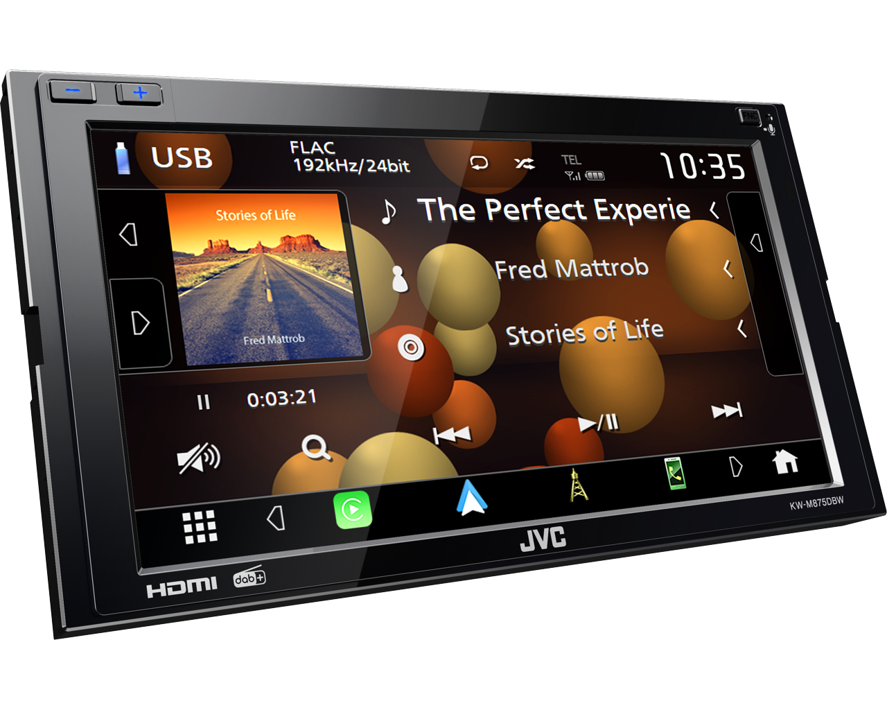 JVC KW-M875DBW bil media receiver Sort Wi-Fi 180 W Bluetooth billede