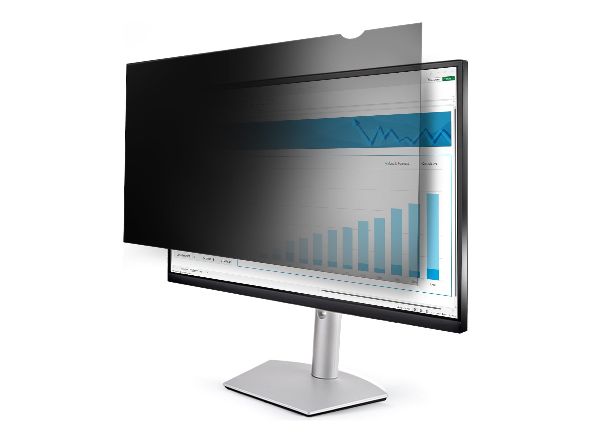 StarTech.com 28-inch 16:9 Computer Monitor Privacy Filter Anti-Glare Privacy Screen with 51% Blue Light Reduction Black-out Monitor Screen Protector