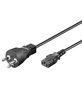 Goobay IEC-kabel Danmark type K, 2 m, sort Danmarks stik (Type K, IEC 60906-1) > C13 apparatudtag (IEC-stik)