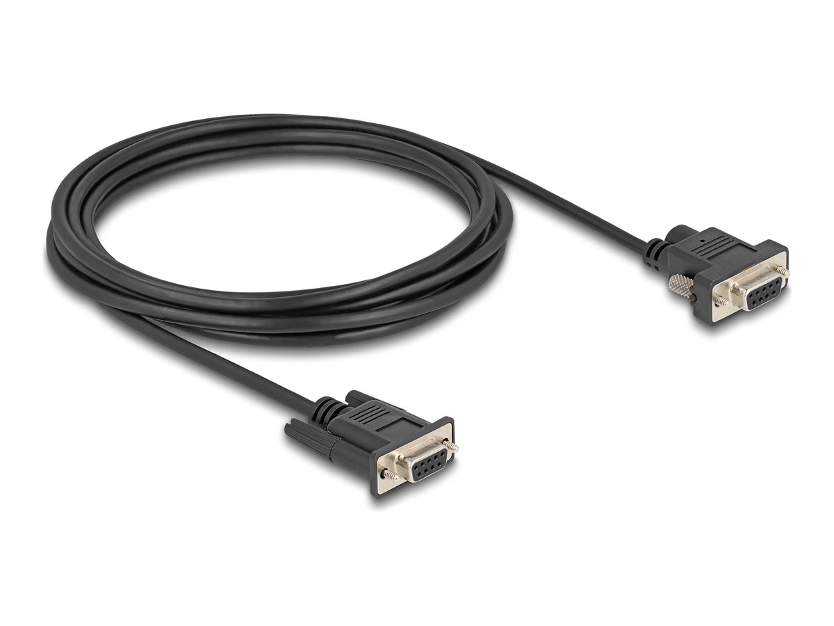 DeLOCK 9-pin D-Sub (DB-9) Strøm DC jackstik 5,5 mm (ID: 2,1 mm) (female) - 9-pin D-Sub (DB-9) (female) Sort 3m Serielt kabel
