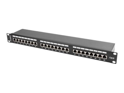Lanberg PPS6-1024-B - Patch-panel - CAT 6 - STP - RJ-45 X 24 - RAL 9004, sort - 1U - 19
