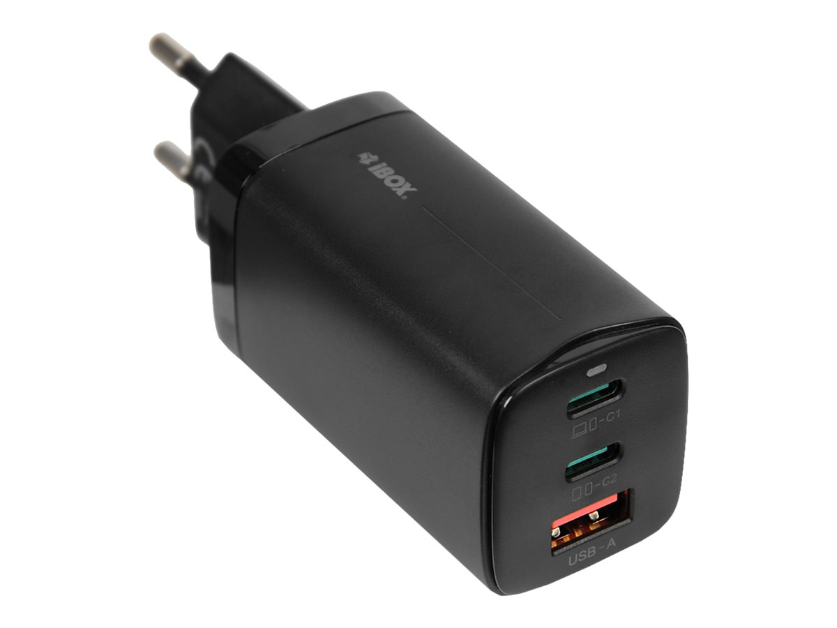 iBOX Adapter 65Watt 1xUSB-A 2.0 2xUSB-C