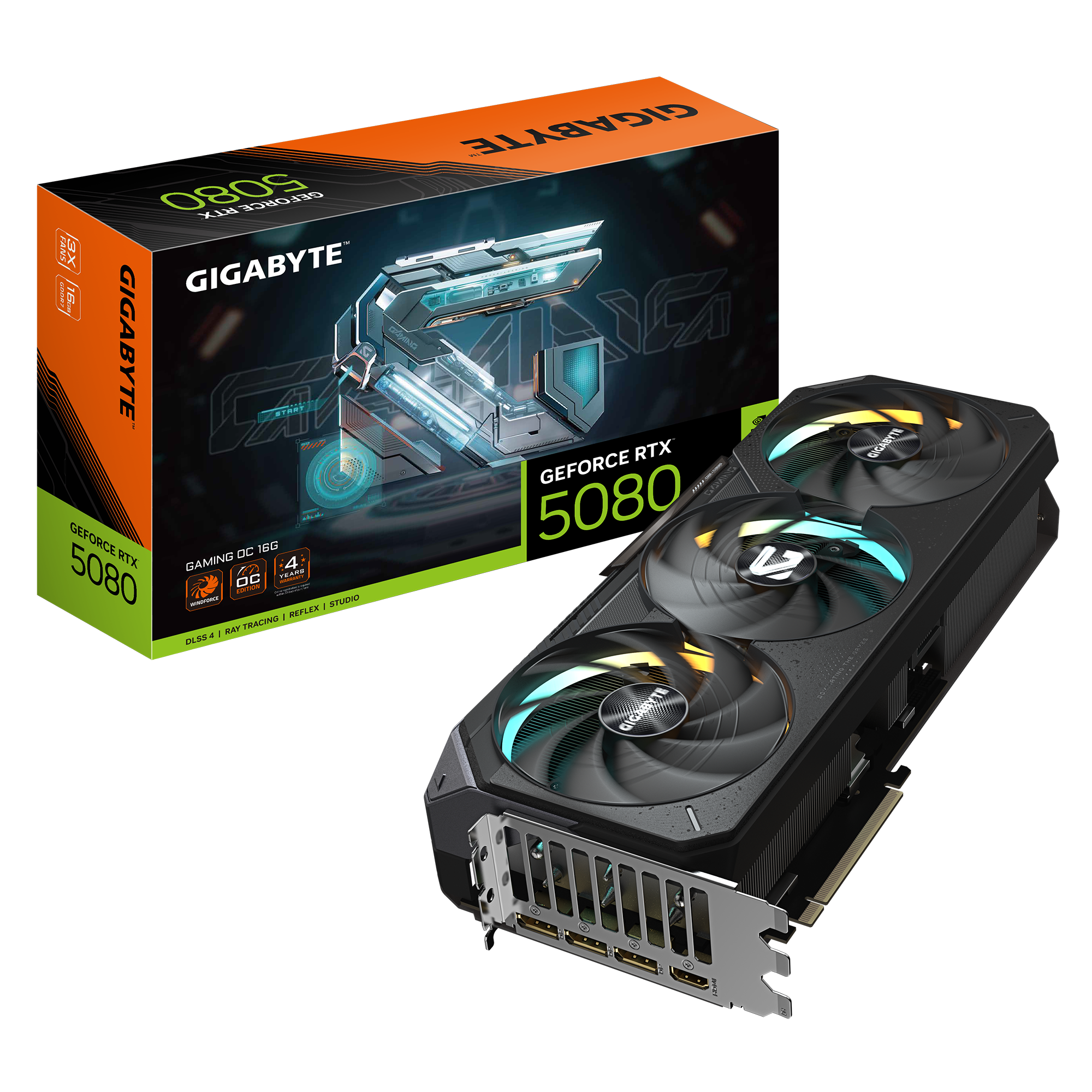 Gigabyte GeForce RTX 5080 GAMING OC 16G - Grafikkort - GeForce RTX 5080 - 16 GB GDDR7 - PCI Express 5.0 - 3 x DisplayPort, HDMI - boks