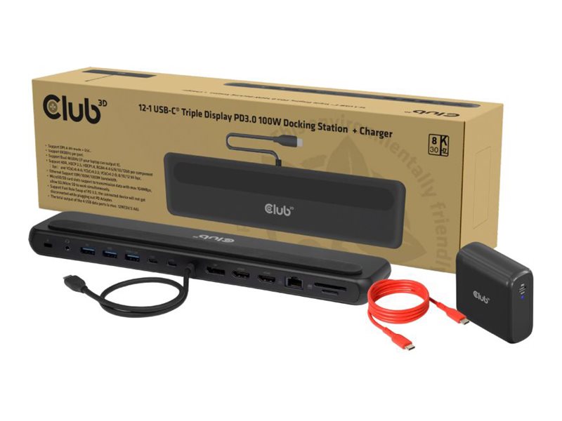 Club 3D - Dockingstation - for desktop, laptop - USB-C - 2 x HDMI, DP - 1GbE