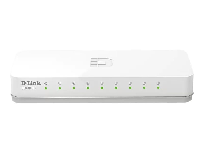 8-ports Fast Ethernet-switch, energieffektiv, ventilatorløs