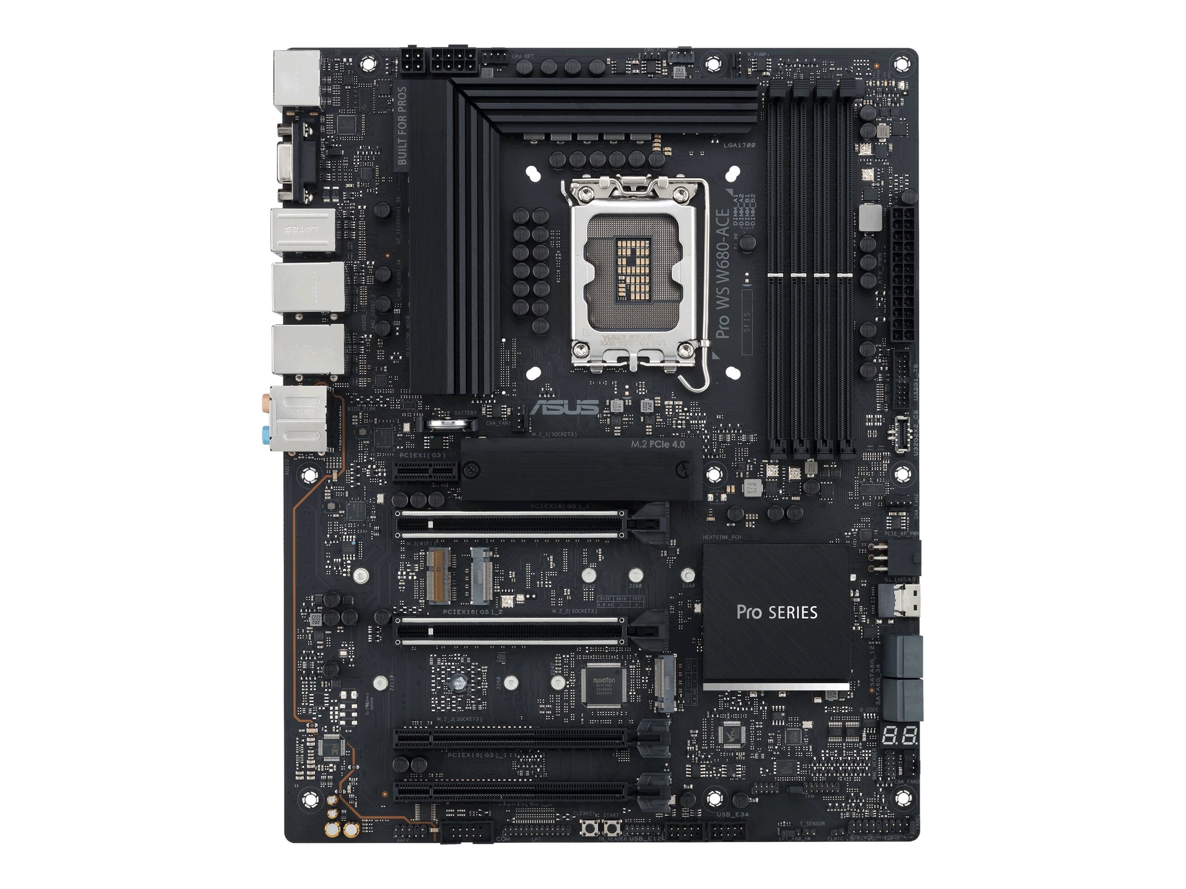 ASUS Pro WS W680-ACE - Bundkort - ATX - LGA1700 sokkel - W680 Chipset - USB-C 3.2 Gen2, USB 3.2 Gen 1, USB-C 3.2 Gen 2x2, USB 3.2 Gen 2 - 2 x 2.5 Gigabit LAN - onboard grafik (CPU påkrævet) - HD Audio (8-kanaler)
