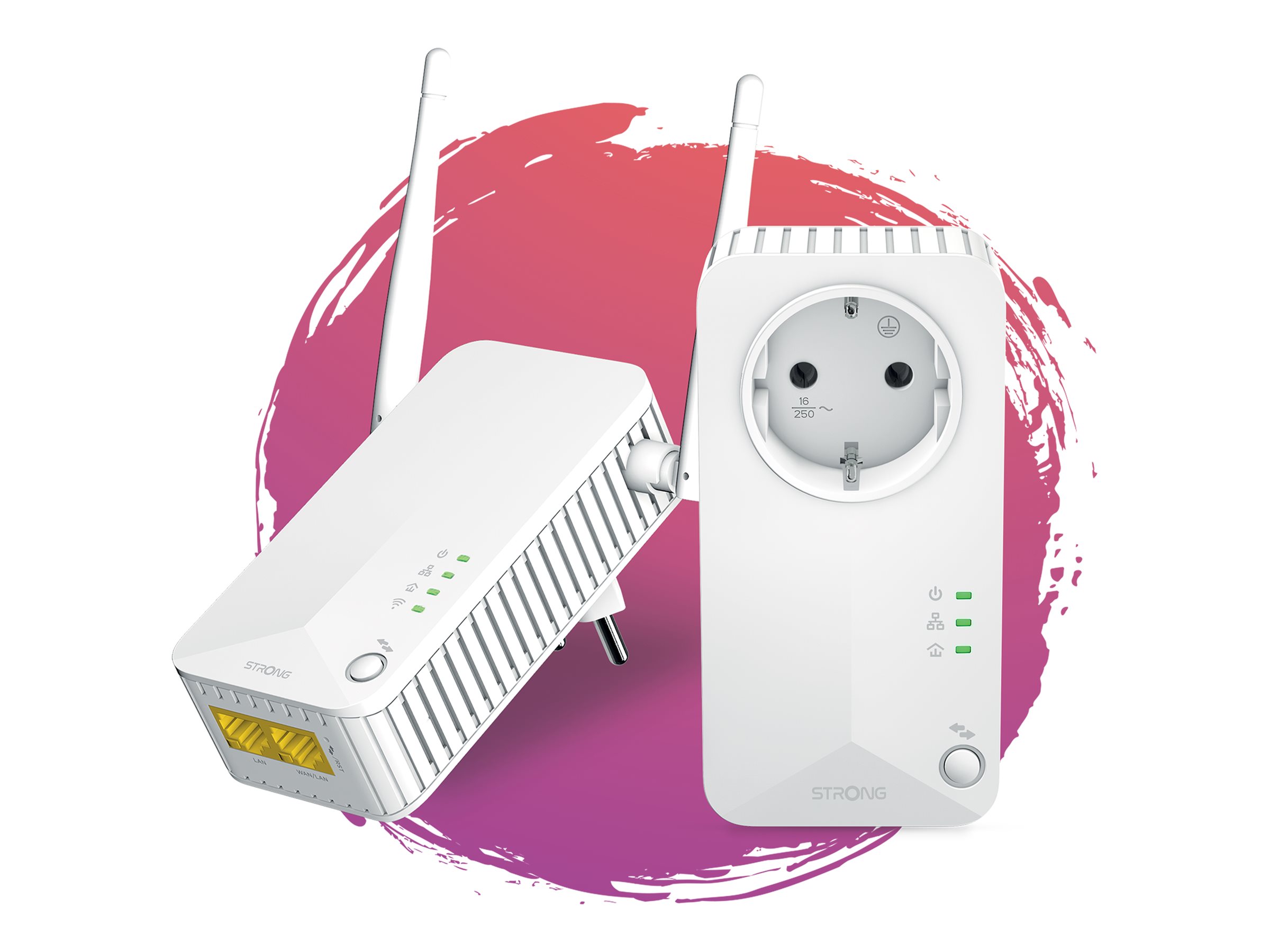 Strong Powerline 600 Duo - Powerline-adaptersæt HomePlug AV (HPAV) - kan sluttes til vægstik