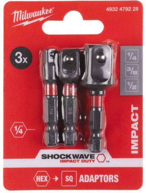 Adaptersæt Shockwave 1/4" 6kt Ã 1/4-3/8-1/2" 4kt