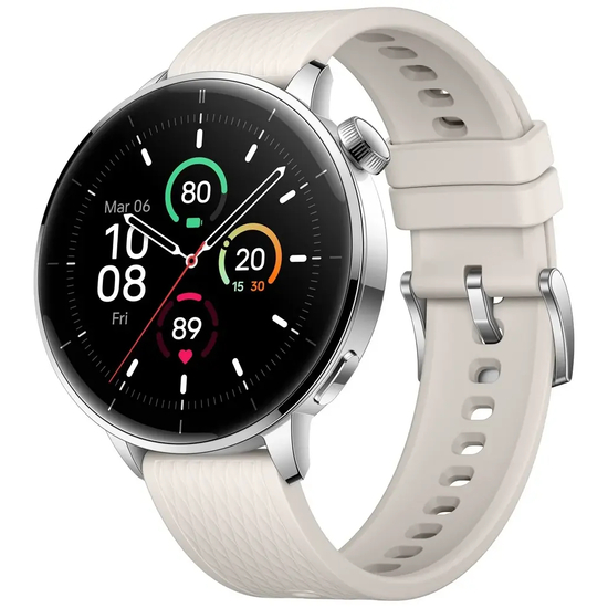 OnePlus Watch 3 - 43 mm - rustfrit stål - smart ur med rem - fluoroelastomer - håndledsstørrelse: 130-210 mm - display 1.32 - 32 GB - Bluetooth, Wi-Fi, NFC - 37.8 g - silver steel