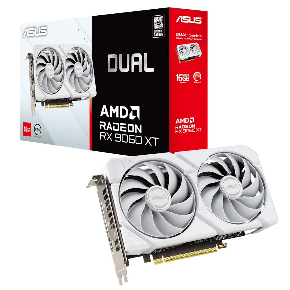 ASUS Radeon RX 9060 XT DUAL White - 16GB GDDR6 RAM - Grafikkort